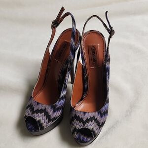 Missoni Chevron Pattern Peep Toe Stilletos